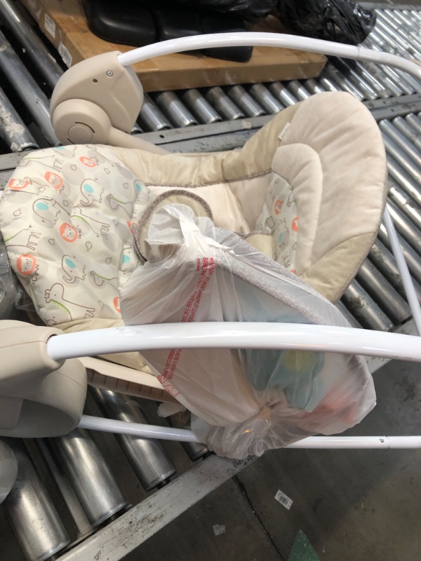 Photo 2 of ***USED - NO PACKAGING - LIKELY MISSING PARTS - UNABLE TO TEST***
Ingenuity Soothe 'n Delight 6-Speed Compact Portable Baby Swing with Music and Bar, Folds for Easy Travel - Cozy Kingdom