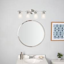 Photo 1 of allen + roth Paces 25.7-in 4-Light Brushed Nickel Modern/Contemporary Vanity Light
