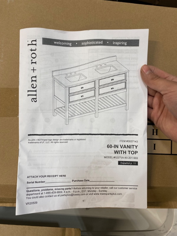 Photo 10 of ***SEE NOTES*** allen + roth Canterbury 60-in White Undermount Double Sink Bathroom Vanity with Carrara Engineered Marble Top
