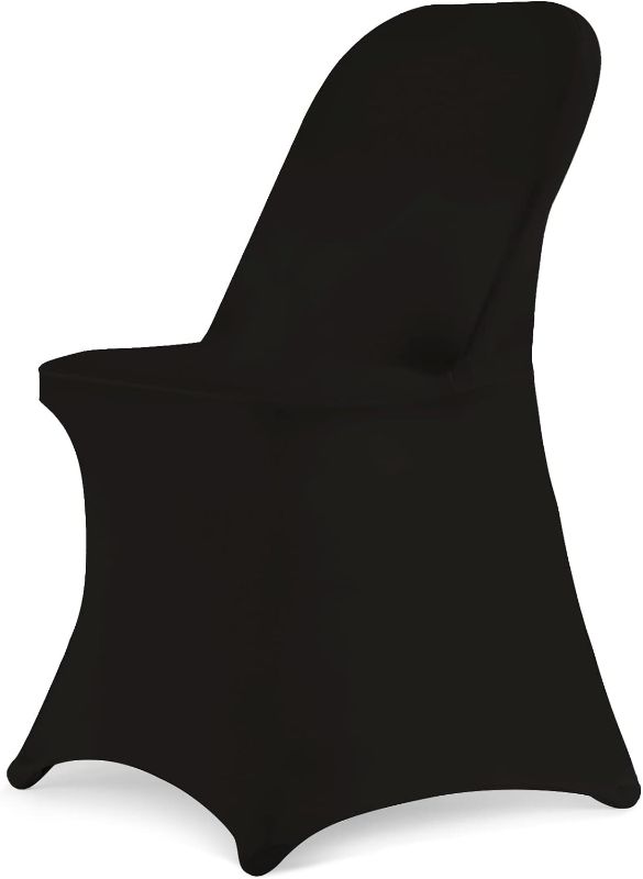 Photo 1 of HAINARverS Folding Chair Covers, Upgrade Universal Fitted Stretch Spandex Chair Cover Protector for Wedding,Party,Banquet, Celebration(Black, 100 PCs)