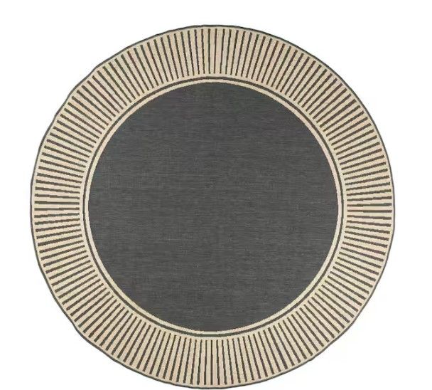 Photo 1 of 
nuLOOM
Asha Simple Border Dark Grey 6 ft. 7 in. x 6 ft. 7 in. Round Indoor/Outdoor Patio Area Rug