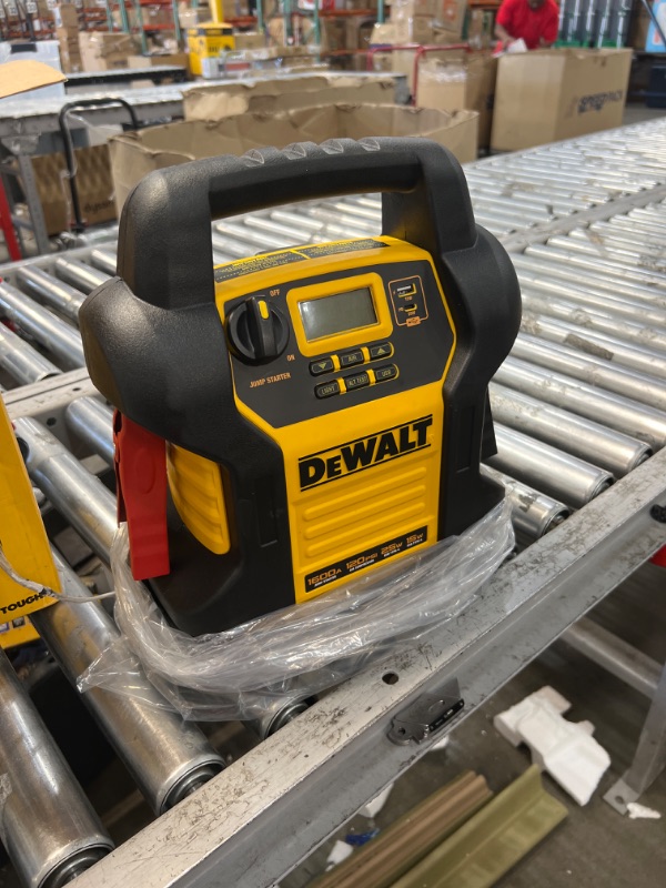 Photo 2 of DEWALT DXAEJ14-Type2 Digital Portable Power Station Jump Starter - 1600 Peak Amps with 120 PSI Compressor, AC Charging Cube, 15W USB-A and 25W USB-C Power for Electronic Devices 1600 Amps