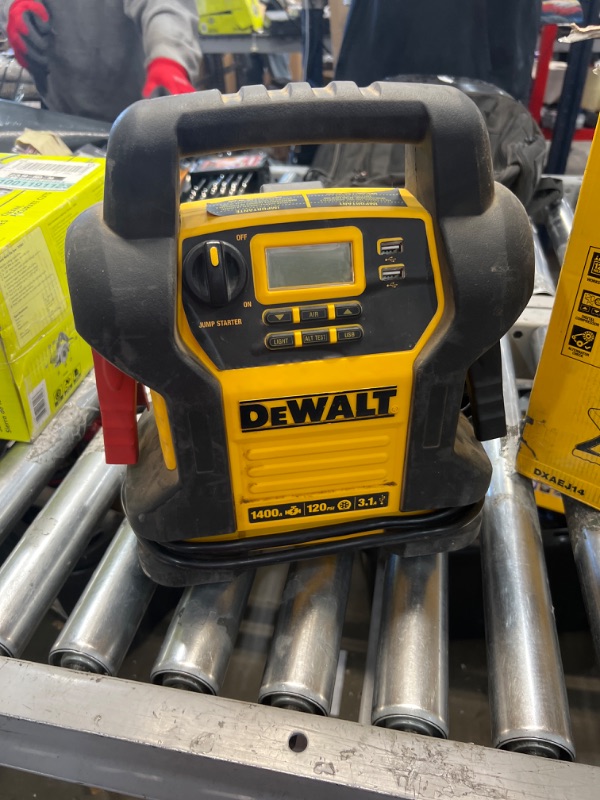 Photo 2 of ***PARTS ONLY***DEWALT DXAEJ14 Digital Portable Power Station Jump Starter: 1400 Peak/700 Instant Amps, 120 PSI Digital Air Compressor, 3.1A USB Ports, Battery Clamps , Yellow