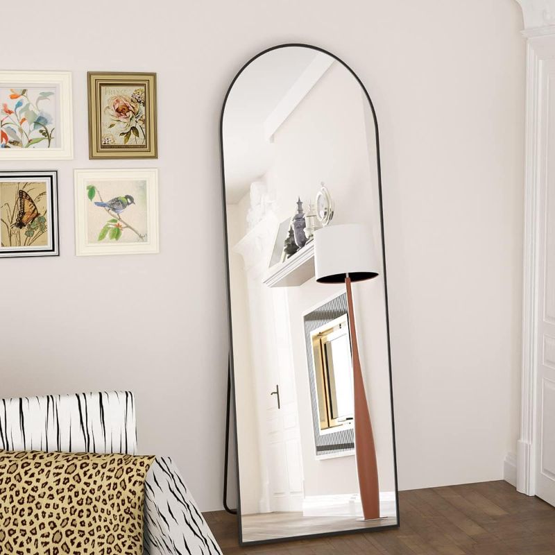 Photo 1 of  48"x15" Full Length Mirror Arch Floor Mirror Wall Mirror Hanging or Leaning Arched-Top Full Body Mirror with Stand for Bedroom, Dressing Room, Black