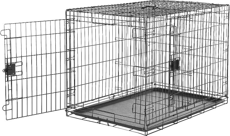 Photo 1 of Amazon Basics - Durable,Foldable Metal Wire Dog Crate with Tray, Double Door, 42 x 28 x 30 Inches, Black
