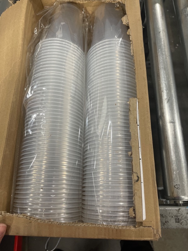 Photo 1 of 100 Pack 16 OZ Clear Plastic Cups, Cold Party Drinking Cups, Clear Disposable Cups Fruit/Ice Cream/Cupcake/Iced Cold Drinks Clear-2 100 Count (Pack of 1)