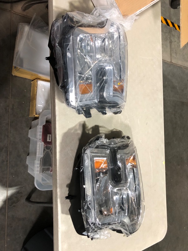 Photo 2 of LED Headlights Pair for 2015-2017 Ford F150 XL, XLT, Lariat, King Ranch, Platinum, Limited, Front Headlamps with Dynamic Amber DRL & Turn Signal, Clear Lens