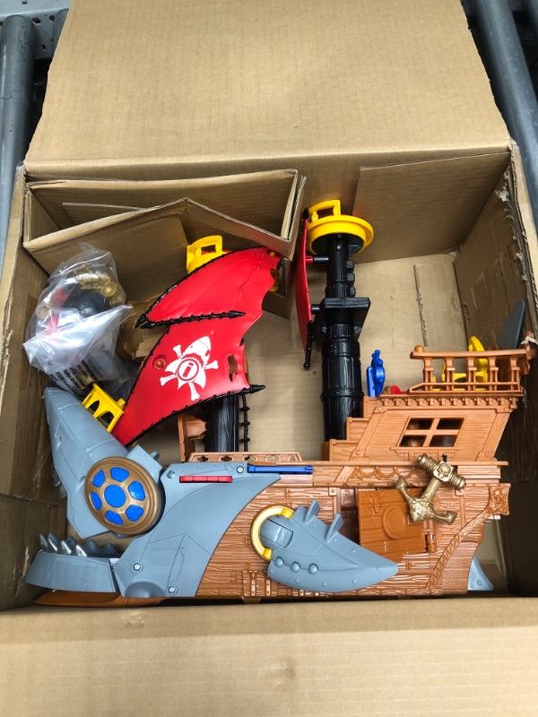 Photo 2 of Imaginext Pirate Ship Playset with Shark Bite Action, Launcher and Jail Cell, Pirate Toys in Frustration-Free Package?