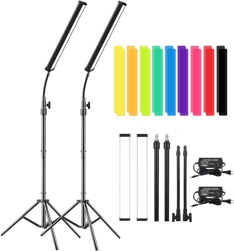 Photo 1 of * No color filters * LED Video Light Stick Wand Kit-Photography Lighting with Adjustable Tripod Stand, Gepege 2 Packs 5600K Dimmable Portable Video Studio Lighting for Live Streaming/Portrait/Vlog
