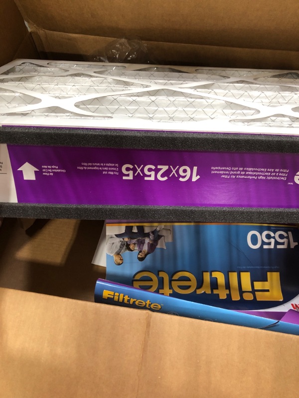 Photo 1 of Filtrete 16x25x5 Furnace Air Filter MPR 1550 DP MERV 12, Healthy Living Ultra Allergen Deep Pleat, 1-Pack, Fits Lennox & Honeywell Devices (exact dimensions 15.62 x 24.12 x 4.87) 1 Count (Pack of 1) 16x25x5