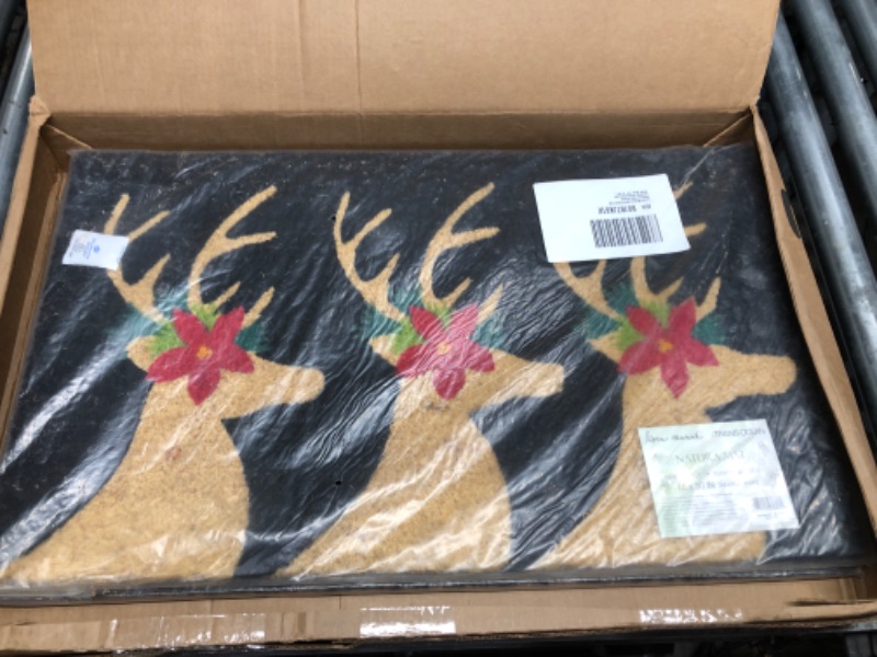 Photo 2 of 2 Pack Liora Manne Natura Deer Black Outdoor Welcome Coir Door Mat, 1 ft 6 in x 2 ft 6 1 ft 6 in x 2 ft 6 in Deer