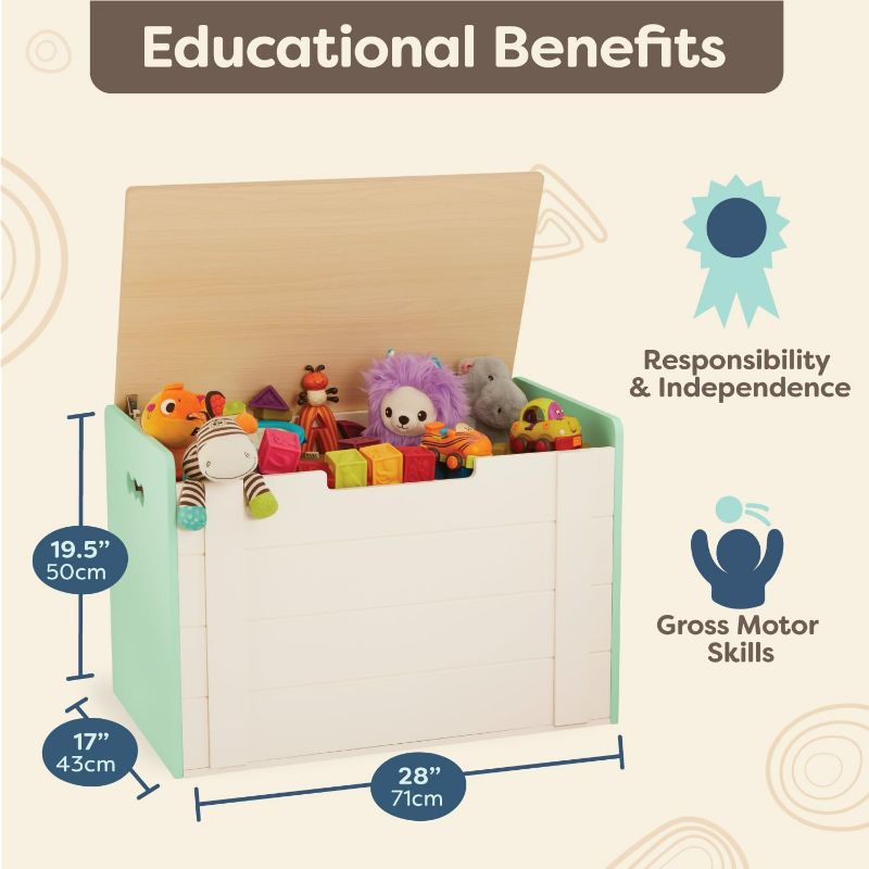 Photo 3 of B.toys by Battat B. spaces – Toy Box – Wooden Toy Chest – Storage Bench – Kids’ Furniture – Tidy Toybox – 3 Years +