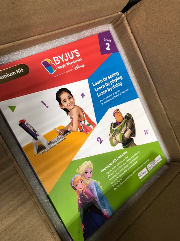 Photo 1 of BYJU’S Learning Kits: Disney, 2nd Grade Premium Edition (App + 8 Workbooks) Ages 6-8, Featuring Disney & Pixar Characters - Learn Grammar, Multiplication/Division & Writing - Osmo Fire base included Fire Tablet 2nd Grade