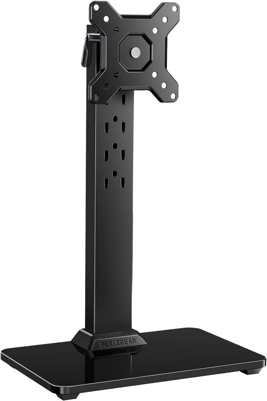 Photo 1 of Perlegear Monitor Stand, Freestanding Monitor Mount for 13-34 inch Screens with 360 Degree Rotation, 5 Height Settings, Adjustable Monitor Desk Riser with Swivel and Tilt, Max VESA 100x100mm, PGTVS29
