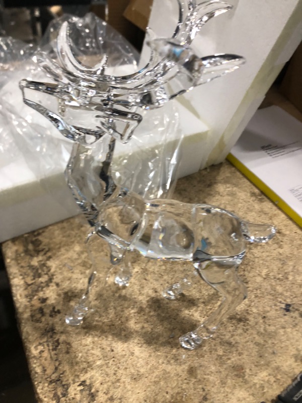 Photo 2 of 12 Inch High Sculpted Glass-Look Christmas Reindeer Statue in Clear Acrylic