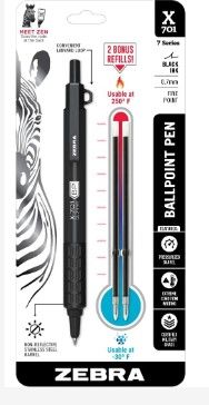 Photo 1 of Zebra Pen X-701 Tactical Retractable Ballpoint Pen & G-450 Retractable Gel Pen, Black Brass Barrel, Medium Point, 0.7mm, Black Ink, 2 Count (Pack of 1) (49512), Black, Refillable X-701 Ballpoint Pen + Gel Pen, 49512