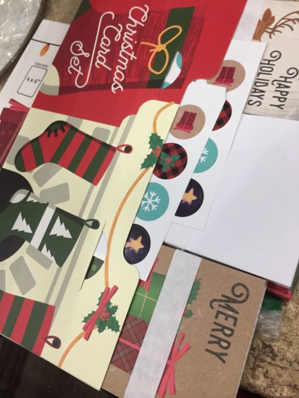 Photo 2 of ZICOTO Beautiful Christmas Cards Set of 24 - Incl. Bulk Envelopes, Matching Stickers And Storage Box - Perfect to Send Warm Holiday Wishes to Friends and Family