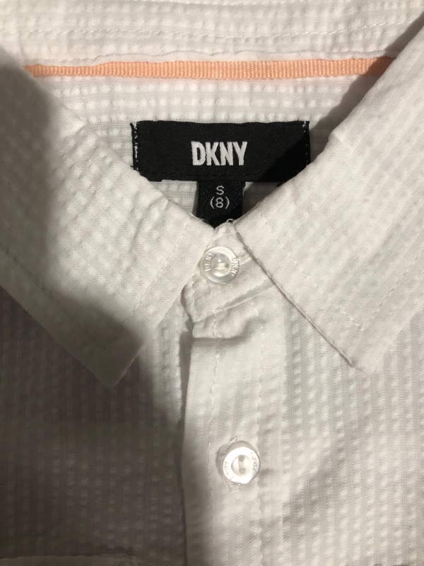 Photo 3 of * see all images * 
DKNY Boys Classic short Sleeve Woven Button Down Shirt Small White