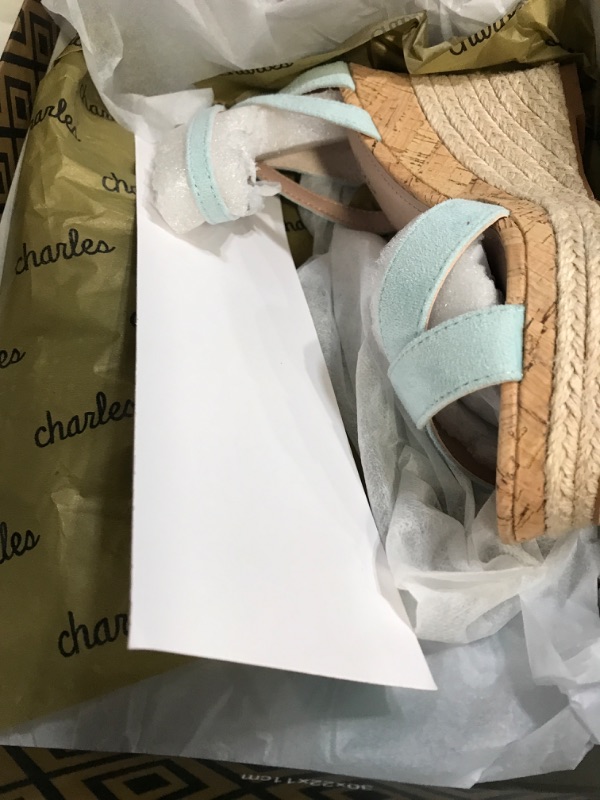 Photo 1 of lester wedge shy blue ms microsuede sandals size 7