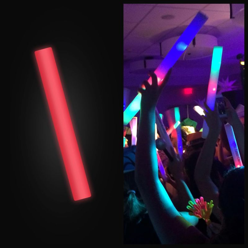 Photo 1 of Promotional Party Sticks Foam Glow Sticks Bulk - 50 Red Foam Light Up Sticks and LED Foam Sticks - 50 Reusable 16" Light Up Foam Sticks Red Foam Glow Sticks for Wedding, Parties, and Dancing
