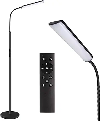 Photo 1 of * see images for damage * 
Dimunt LED Floor Lamp, Bright 15W Floor Lamps for Living Room with 1H Timer, Stepless Adjustable 