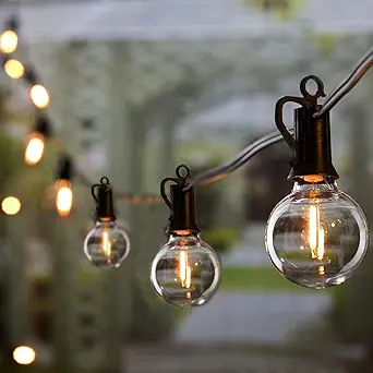 Photo 1 of Connectable Dimmable LED Patio String Lights with G40 Globe Plastic Bulbs, All Weatherproof Hanging Lights for Outside Backyard Porch (50 ft - 25 LED Bulbs)