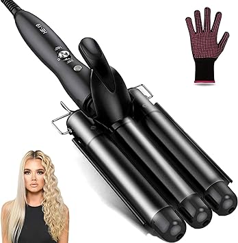 Photo 1 of Coidak Hair Waver, 1 Inch 3 Barrel Curling Iron Wand 25mm Hair Crimper, Temperature Adjustable Heat Up Quickly Beach Waver Curling Iron Black