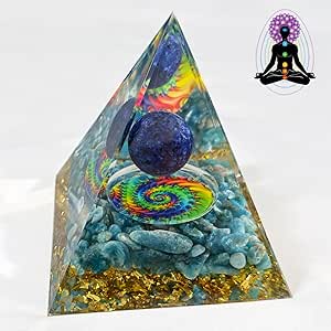 Photo 1 of Orgonite Pyramid Chakra Pyramid, Amethyst Stone, Crystal Stone, Chakra Healing Meditation Gift, Tie Dye Orgone Pyramid for Lucky Health Wealth Home Decor 6 cm