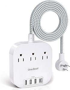 Photo 1 of Power Strip with USB C, 3 Outlets 4 USB Ports (22.5W/4.5A) Desktop Charging Station, Flat Plug, 5ft Braided Extension Cord, Non Surge Protector for Travel, Cruise Ship, ETL Listed