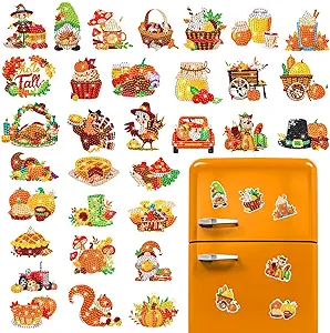 Photo 1 of Chapou 32 Pcs Magnetic Stickers Diamond Christmas Thanksgiving Halloween Magnet Car Decorations Halloween Diamond Painting Refrigerator Magnet Decals Home Decor Ornaments for Garage Door (Turkey)