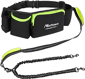 Photo 1 of Manificent Hands Free Dog Leash for 2 Dogs, Wide Padded Waist Leash Double Dogs Leash Dog Running Leash for Dog with Reflective Stitching for Walks, Jogging, Running, Hiking, and Dog Training