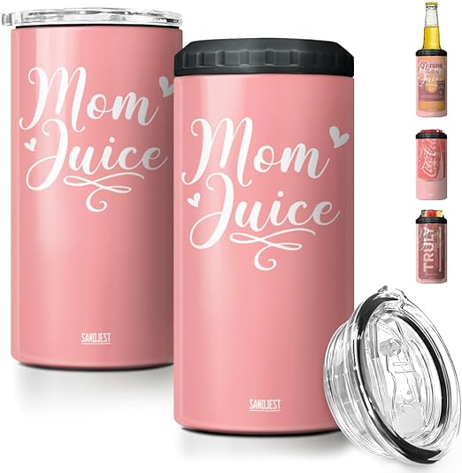 Photo 1 of SANDJEST Mom Tumbler and Can Cooler - 4 in 1 Design Mom Juice Travel Mug Fits for Most 12oz Skinny Can Beer Bottles - Gifts for Mothers from Daughter, Son on Birthday, Mothers Day, Christmas