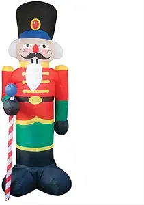 Photo 1 of 8 Foot Christmas Inflatable Nutcracker Soldier with Staff Outdoor Christmas Decoration