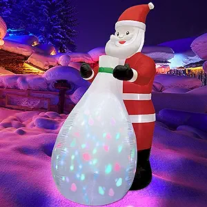 Photo 1 of Twinkle Star Christmas Inflatables Lighted Santa Claus with a Gift Bag, Blow Up Indoor Outdoor Xmas Decor Lawn Yard Garden Decorations