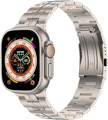 Photo 1 of iiteeology Compatible with Apple Watch Band 49mm 45mm 44mm 42mm 41mm 40mm 38mm, Titanium Strap for Men with Double Button Clasp for iWatch Ultra Ultra 2 SE Series 9 8 7 6 5 4 3 2 1