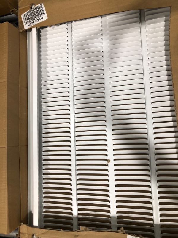 Photo 2 of 16" X 25" Steel Return Air Filter Grille for 1" Filter - Easy Plastic Tabs for Removable Face/Door - HVAC Duct Cover - Flat Stamped Face -White [Outer Dimensions: 17.75w X 26.75h]