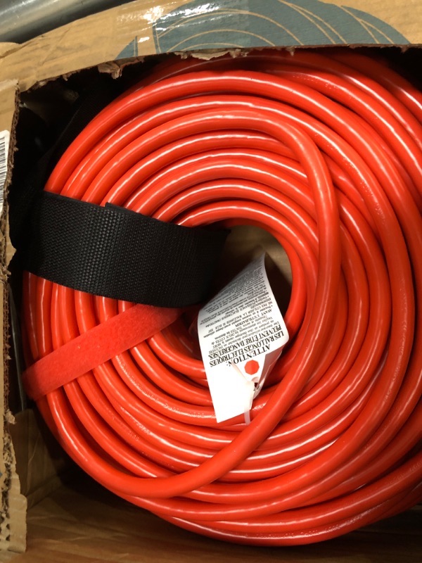 Photo 2 of 200 ft Outdoor Extension Cord Waterproof 12/3 Gauge Heavy Duty with Lighted end, Flexible Cold-Resistant 3 Prong Electric Cord Outside, 15Amp 1875W 12AWG SJTW, Orange, ETL HUANCHAIN Orange 200FT