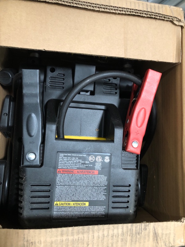 Photo 2 of STANLEY J5C09D Digital Portable Power Station Jump Starter: 1200 Peak/600 Instant Amps, 120 PSI Air Compressor, 3.1A USB Ports, Battery Clamps 1,200 Peak Amps