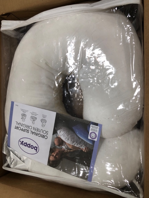 Photo 2 of Boppy Original Support Nursing Pillow, Gray Taupe Leaves, Ergonomic Breastfeeding, Bottle Feeding, and Bonding, Firm Hypoallergenic Fiber Fill, Removable Cover, Machine Washable