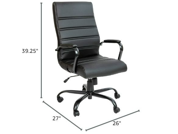 Photo 3 of Flash Furniture High Back Black LeatherSoft Executive Swivel Office Chair with Black Frame and Arms