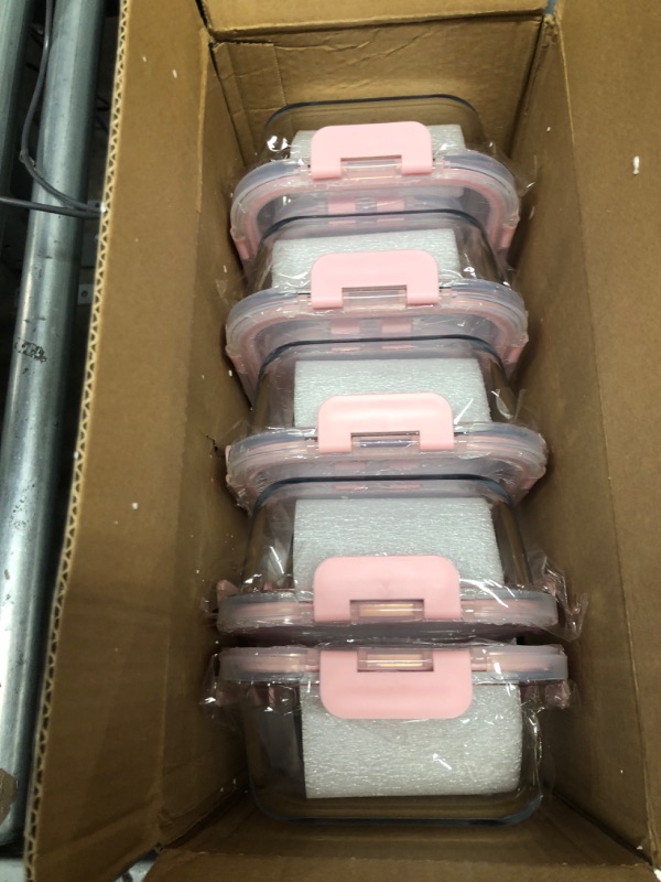 Photo 2 of **ONLY A 5 PACK**  UMEIED 10 Pack Glass Food Storage Containers with Lids Leakproof, Airtight Glass Meal Prep Containers For Lunch, On The Go, Leftover, Dishwasher Safe Pink