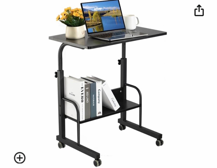 Photo 1 of SIDUCAL Mobile Side Table Mobile Laptop Desk Cart 23.6 Inches Tray Table (Black) Adjustable Sofa Side Bed Table Portable Desk with Wheels Student Laptop Desk 23.62" Black