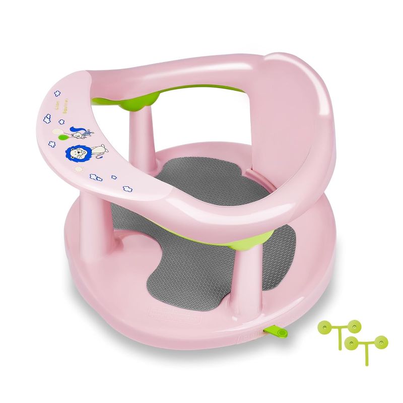 Photo 1 of Baby Bath Seat for Babies 6 Months & Up/Integrated Non-Slip Mat/Infant Bath Seat Ring for Sitting Up in The Tub with Suction Cups (Pink)
