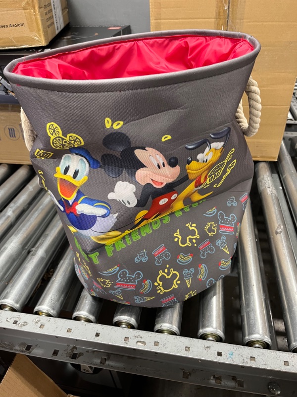 Photo 4 of Disney Mickey Mouse 3 Piece Multi Size Fabric Nestable Toy Storage Basket Set, with Rope Carry Handles