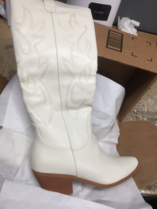 Photo 1 of KNEE HIGH COWRGIRL BOOTS OFF WHITE SIZE 8 