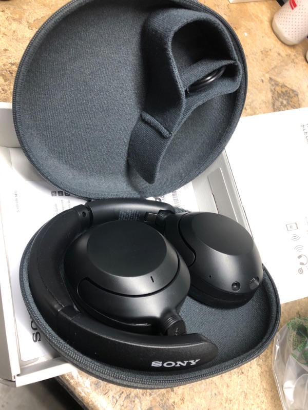 Photo 2 of Sony WH-XB910N EXTRA BASS Noise Cancelling Headphones, Wireless Bluetooth Over the Ear Headset with Microphone and Alexa Voice Control, Black