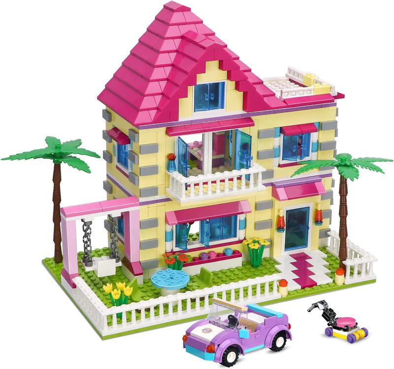 Photo 1 of BRICK STORY Girls Friends House Building Kit, Big Villa Building Blocks Family Beach House Toy Set Apartment Room Playset with 4 Mini People for Girls Kids Aged 8 and Up, 892 PCS