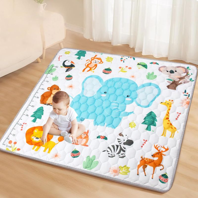 Photo 1 of Funsland Baby Play Mat, 50 x 50 Inch Thicker Foam Crawling Mat Activity Playmats for Babies, Washable and Non-Slip Playpen Mat Floor Mat for Infant Tummy Time Activity Mat for Indoor & Outdoor
