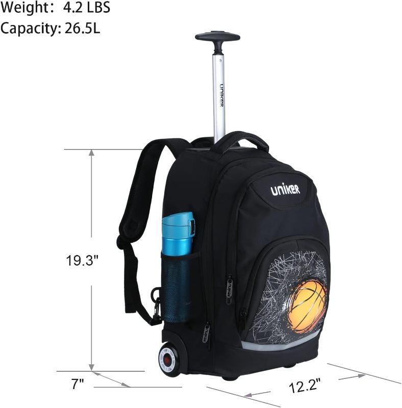 Photo 1 of UNIKER Rolling Laptop Bag for 15.6 Inch Laptop,19 Inch Roller Bag with Noisyless Wheels,Wheeled Computer Bag,Travel Bag Suitcase Rucksack for Men Basketball