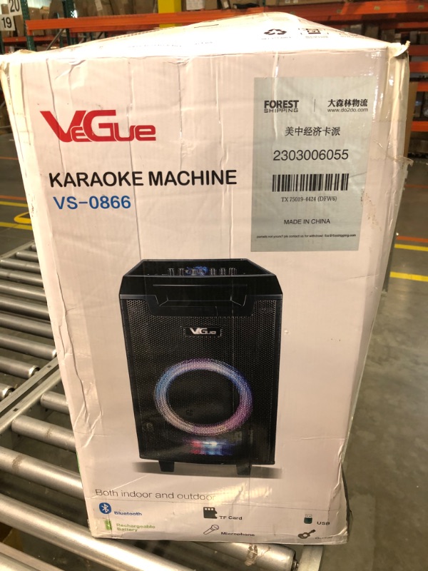 Photo 2 of VeGue Karaoke Machine, Bluetooth Speaker PA System for Adults & Kids with 2 Wireless Microphones, 8'' Subwoofer, Wireless Singing Machine for Christmas Party, Wedding, Gathering(VS-0866)